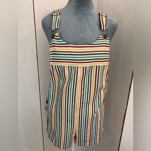 ENTRO Colorful Striped Short Overalls  Size S